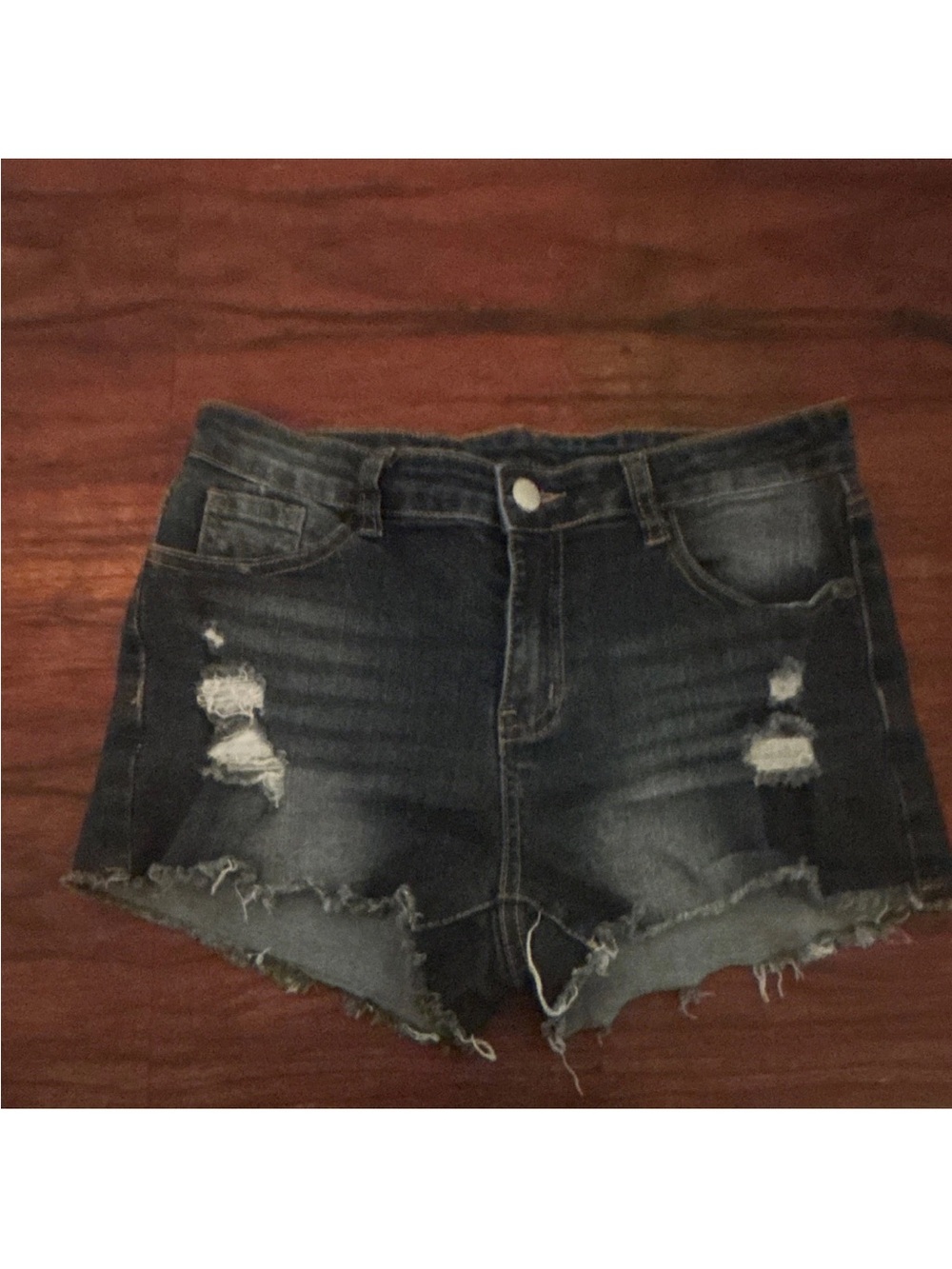 SHEIN Distressed Dark Blue Denim Shorts